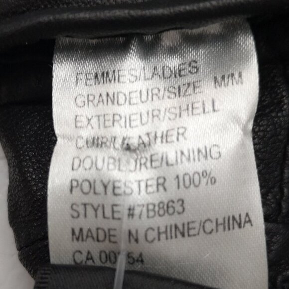 Paris Ladies Size Medium Black Genuine Leather Fleece Lined Mitts - Picture 4 of 5